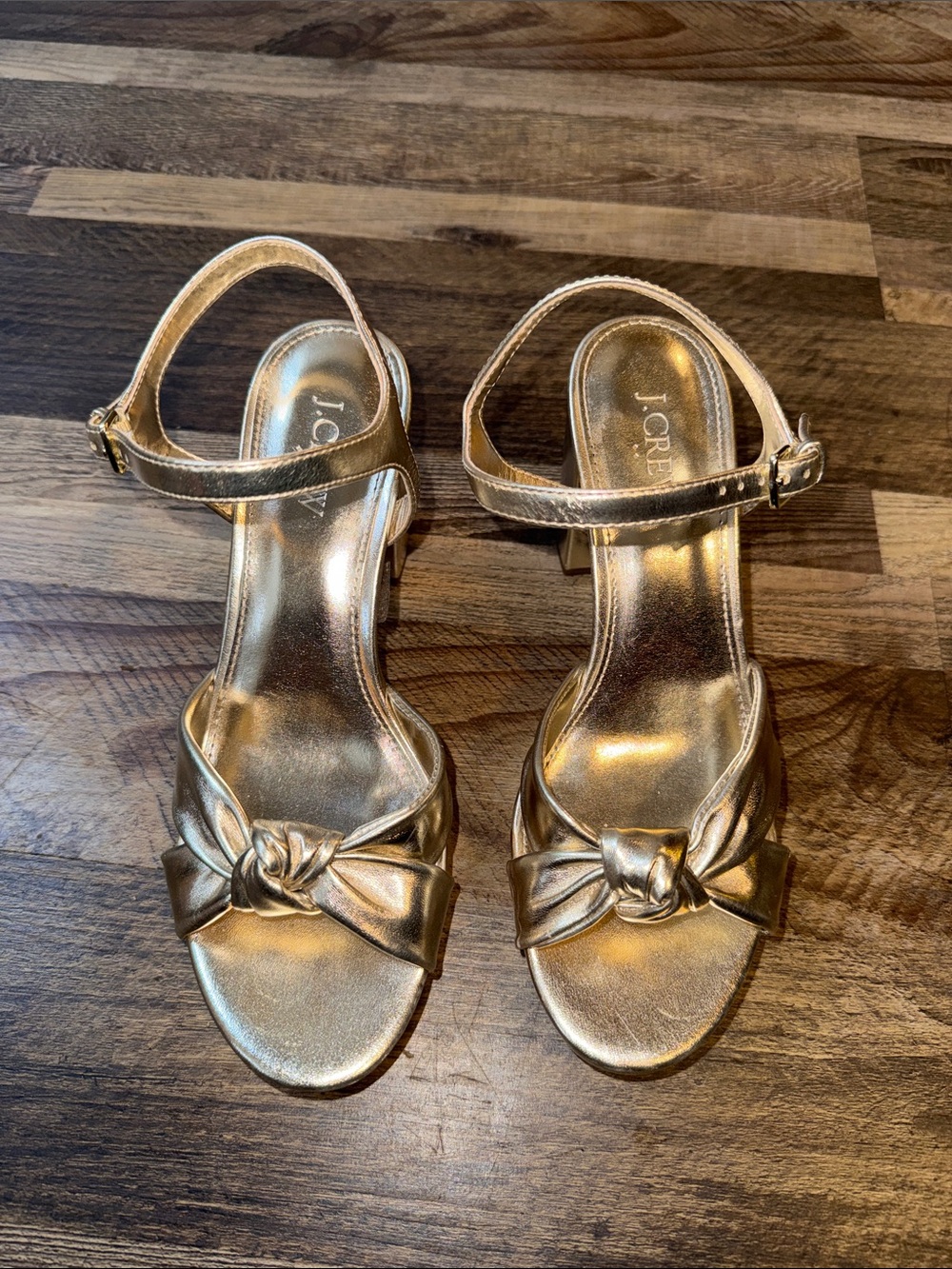 J. Crew Gold Knot Front Ankle-Strap Sandals